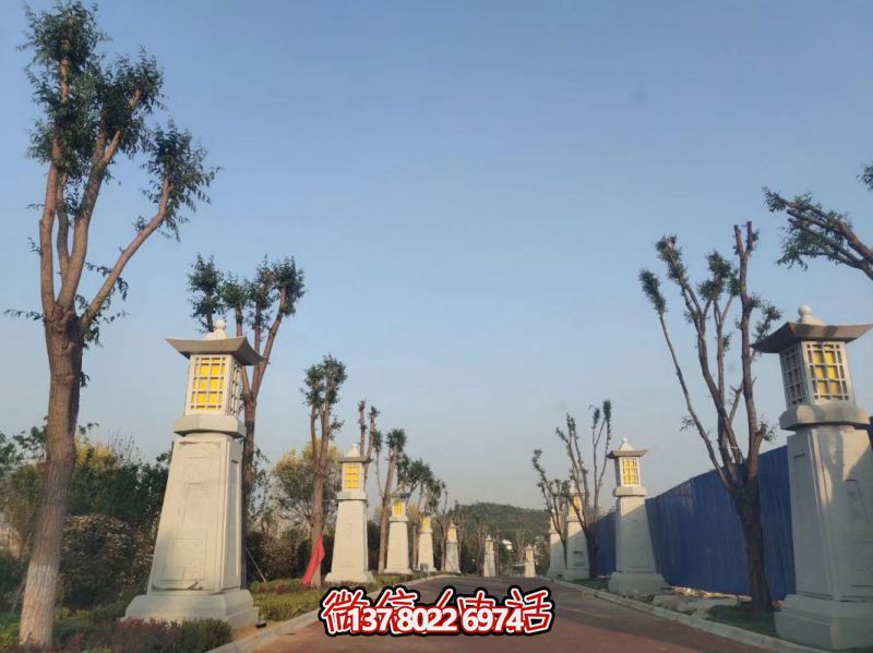 芝麻灰花崗巖石燈——山東泰安公園石材石燈工程